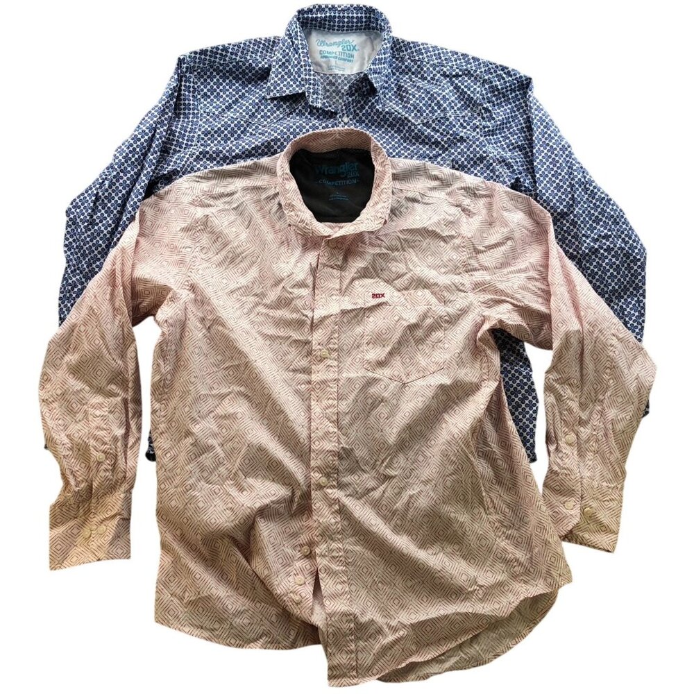 Wrangler Mens Shirt Large Lot Of Two Long Sleeve Button Up Classic Western Y2K